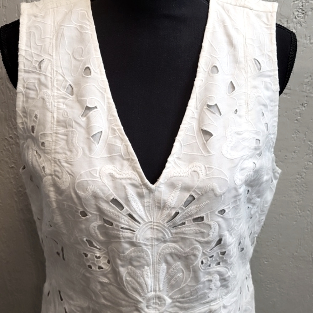 New Theory Jemion E White Embroidered Lace Dress NWT Size 12 - Picture 7 of 15